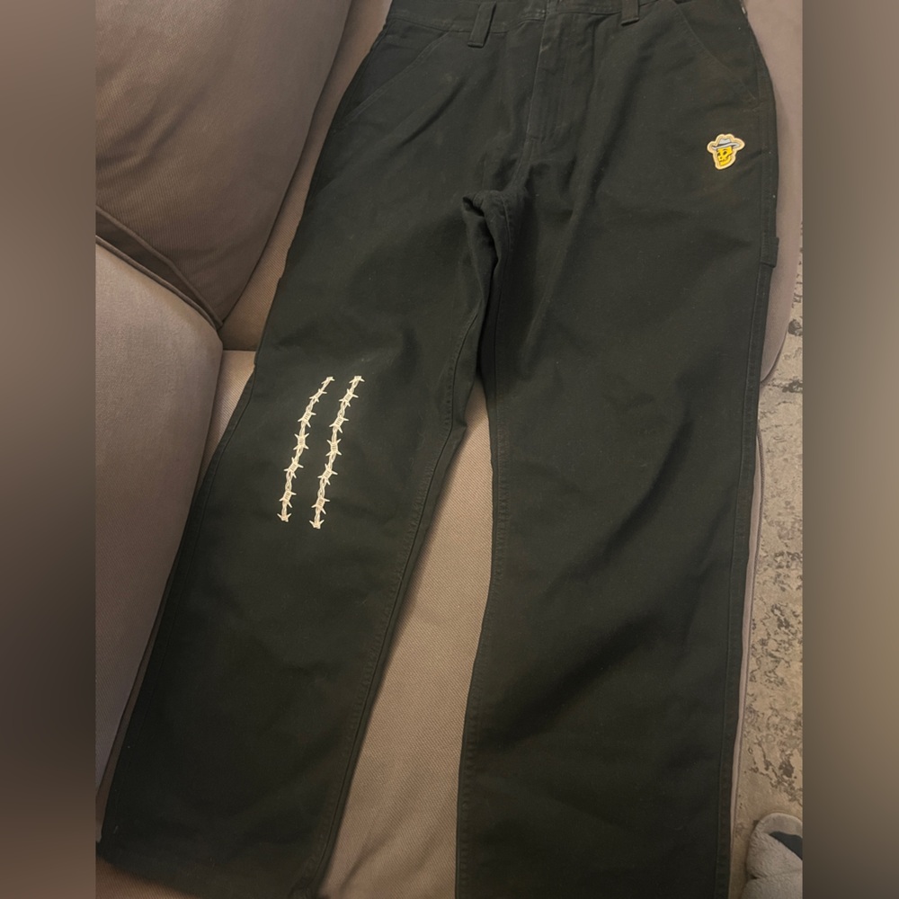 Vans Black Cargo Pants with Flame Design